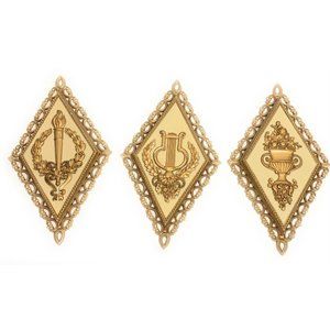 Vintage 1971 Homco Gold Diamond Wall Plaques Set (3) Hollywood Regency